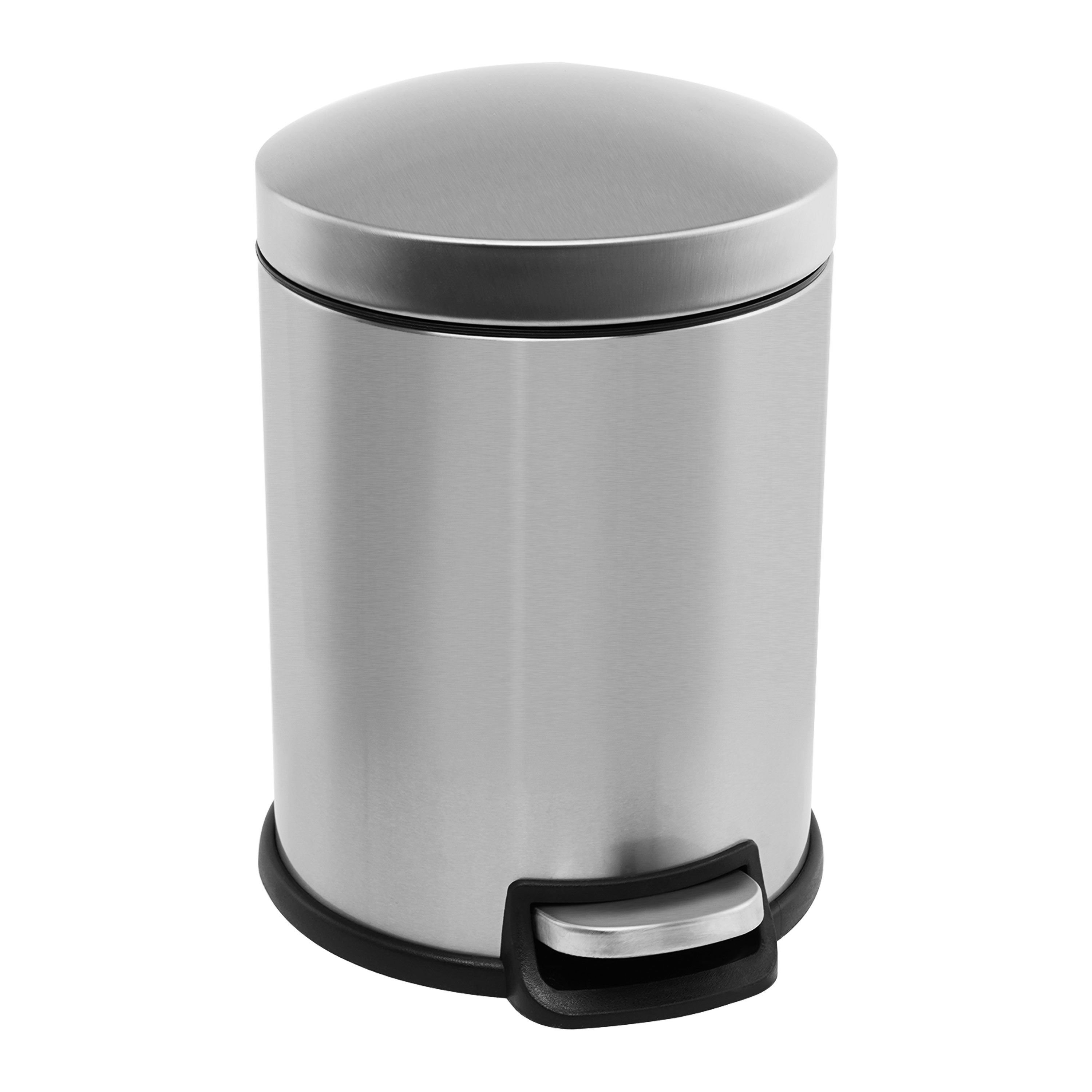 1.32 Gallon Stainless Steel Round Step-on Bathroom and Office Trash Can