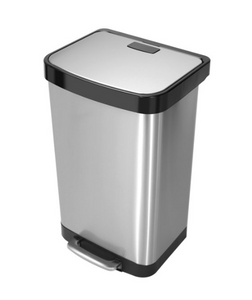 13.2 Gal./ 50 Liter Rectangle Shaped Step-On Stainless Steel Trash Can with Liner Rim