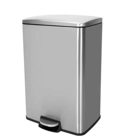 13.2 Gal./ 50 Liter Stylish Rectangular Shape Stainless Steel Trash Can