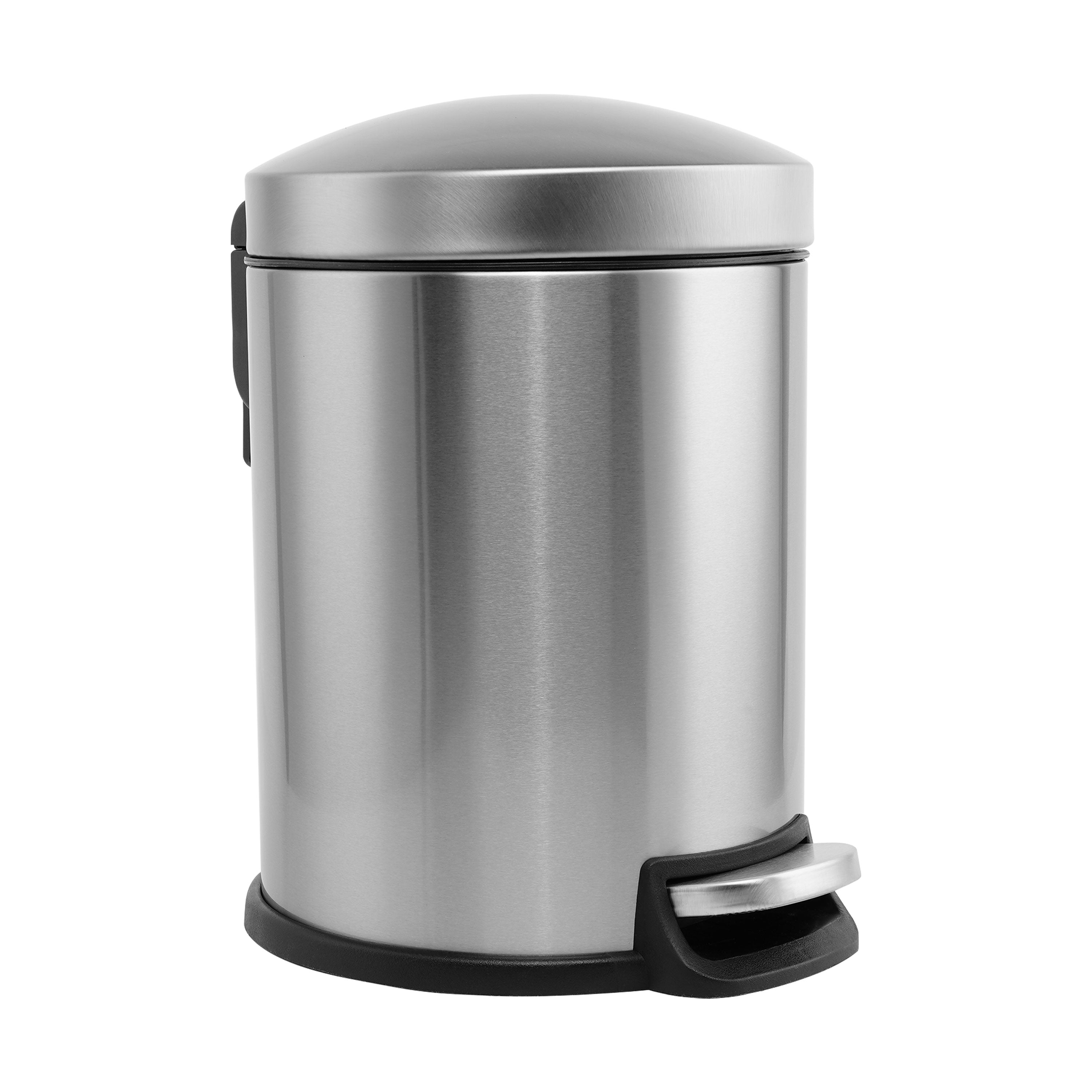 1.32 Gallon Stainless Steel Round Step-on Bathroom and Office Trash Can