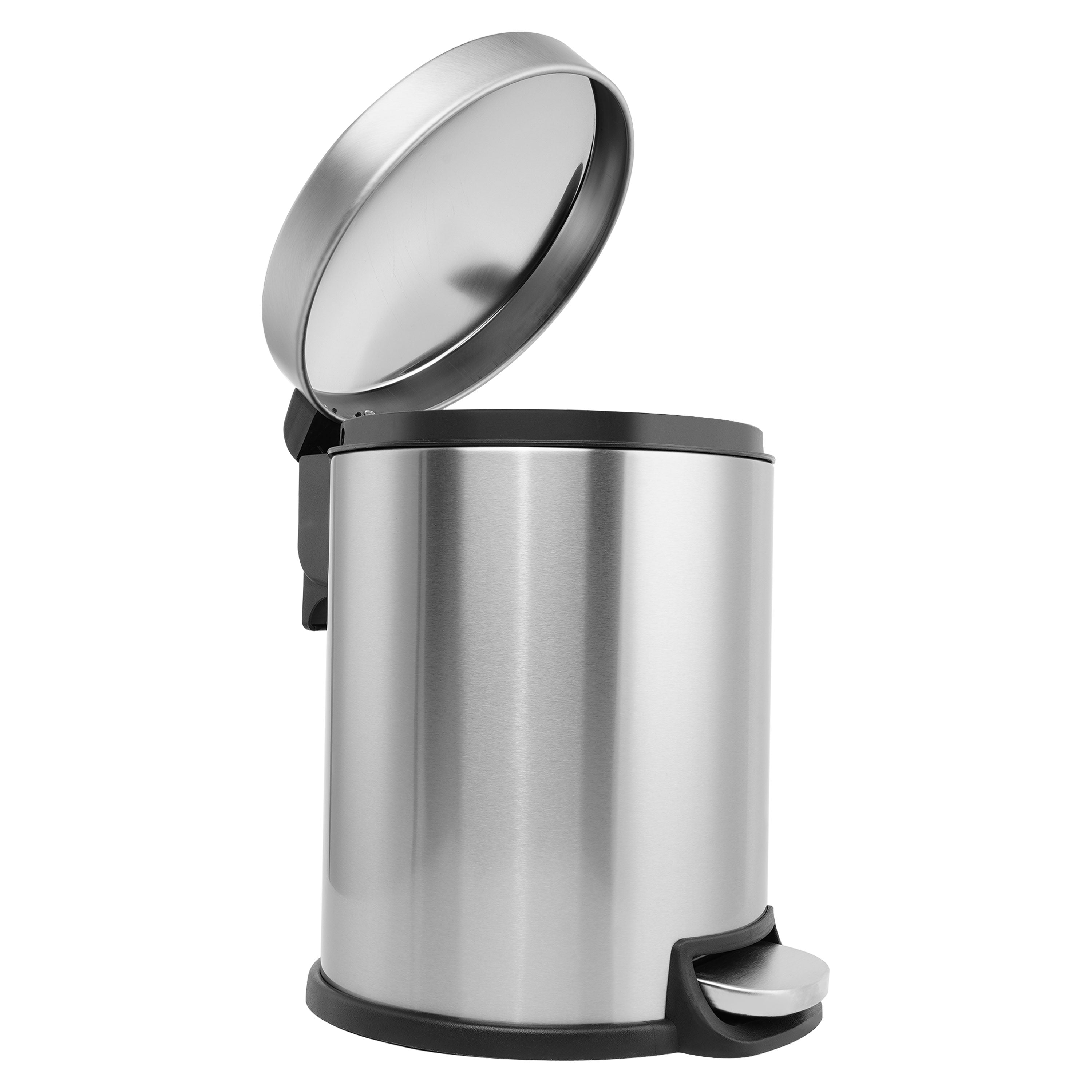 1.32 Gallon Stainless Steel Round Step-on Bathroom and Office Trash Can