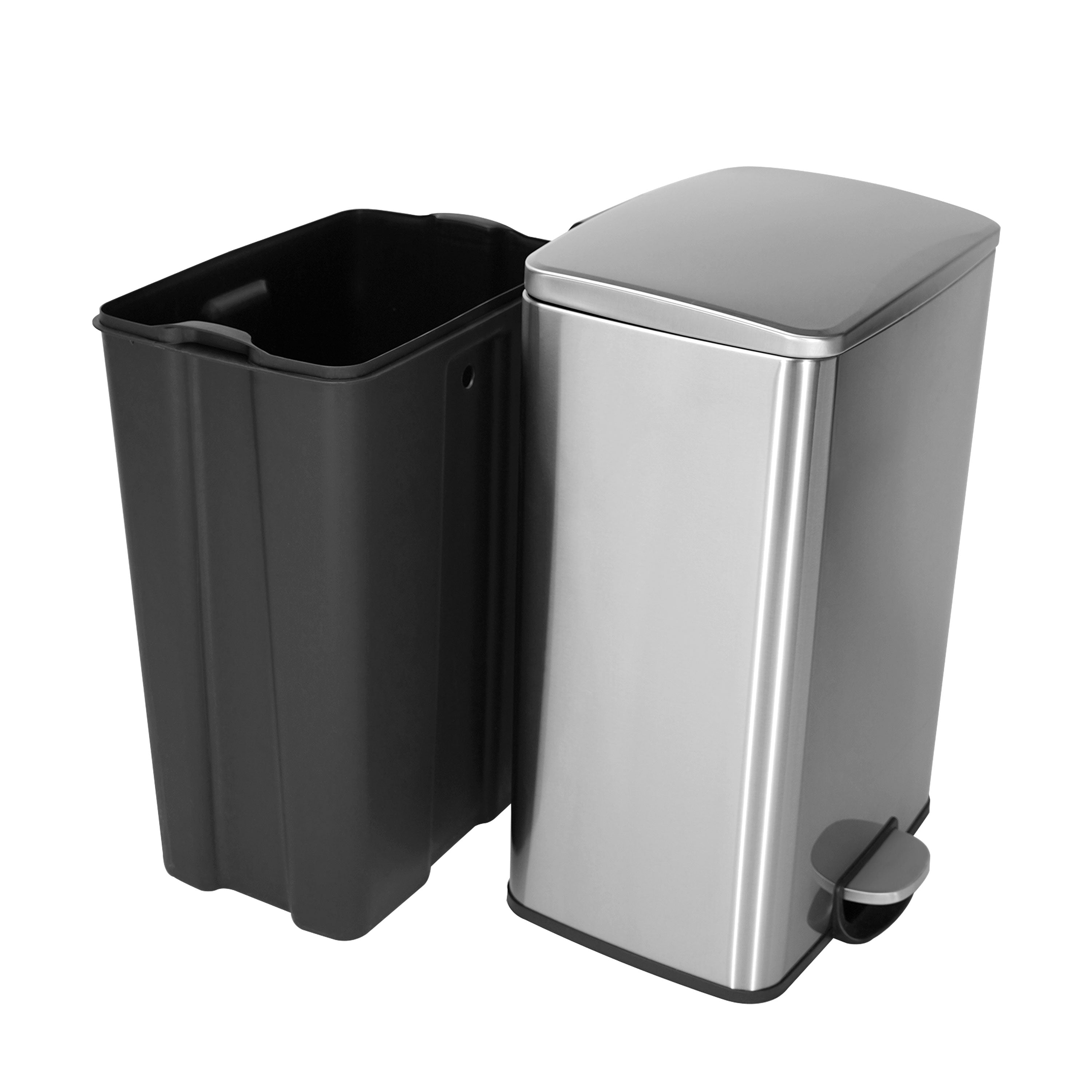 13.2 Gal./ 50 Liter Stylish Rectangular Shape Stainless Steel Trash Can