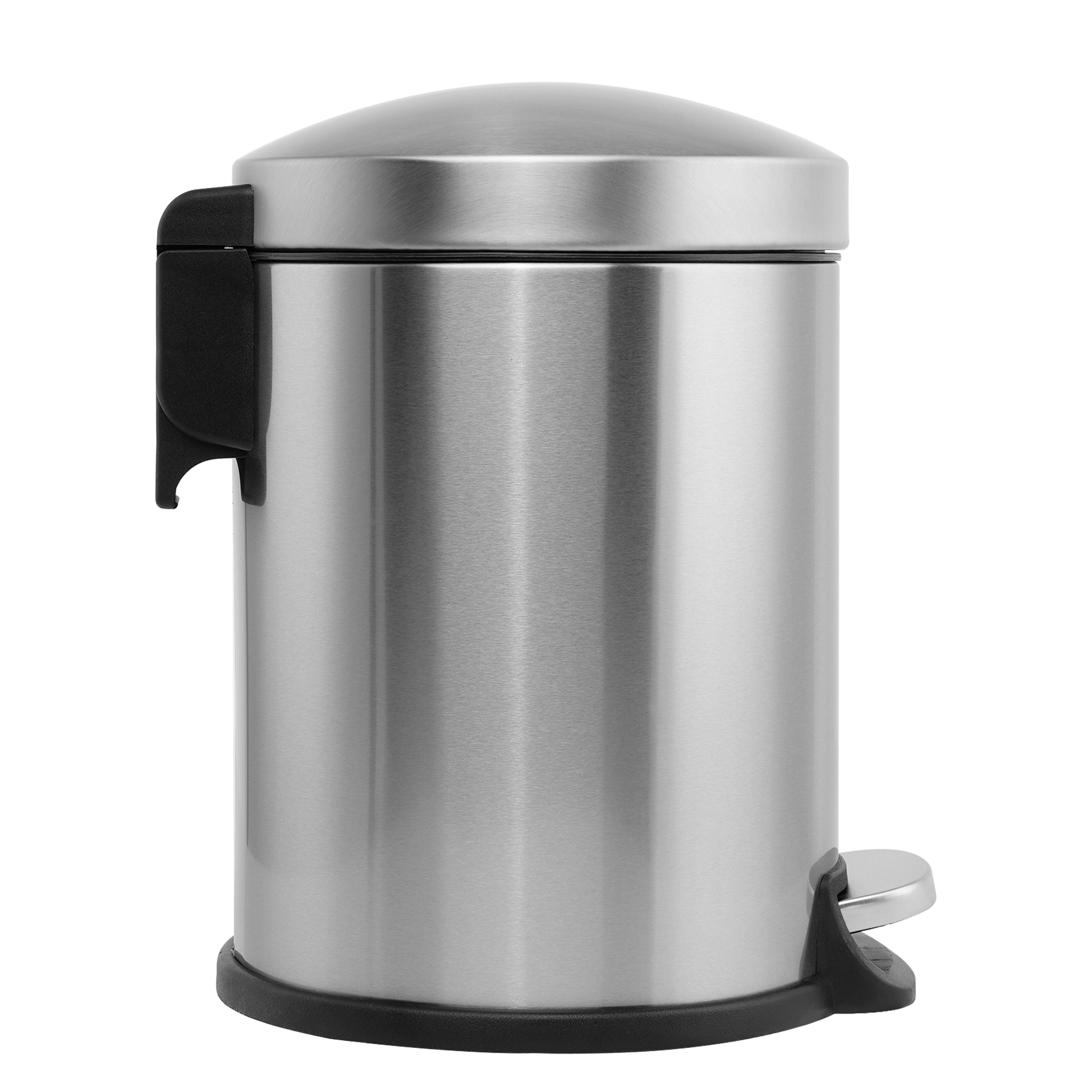 1.32 Gallon Stainless Steel Round Step-on Bathroom and Office Trash Can