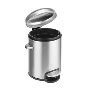 1.32 Gallon Stainless Steel Round Step-on Bathroom and Office Trash Can