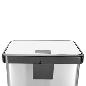 10.6 Gal/40 Liter Recycle Stainless Steel Step Rectangular Trash Can with dual 5.3 Gallon Compartments